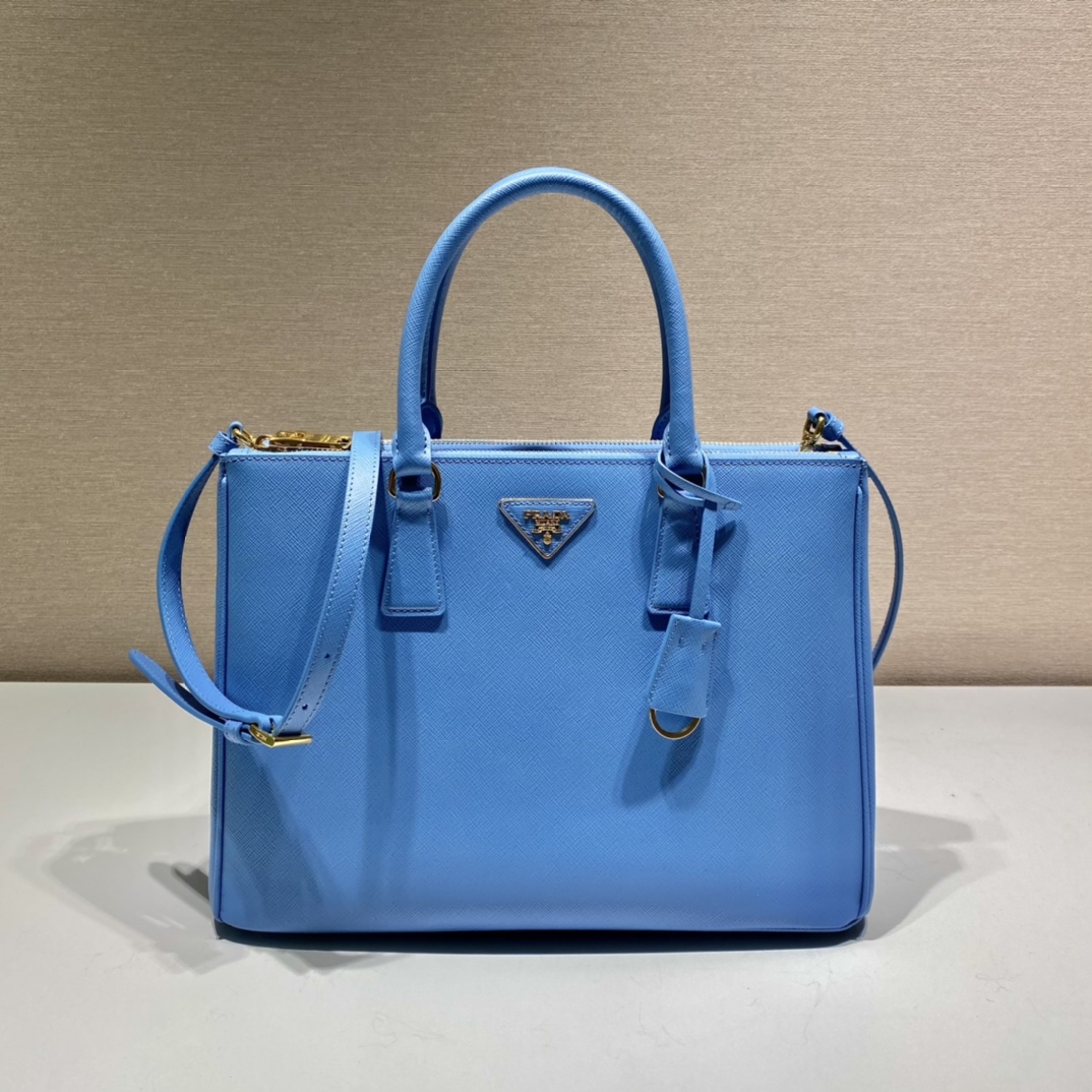 Prada Large Galleria Saffiano Leather Bag Tote Shoulder Bag Blue 1BA274